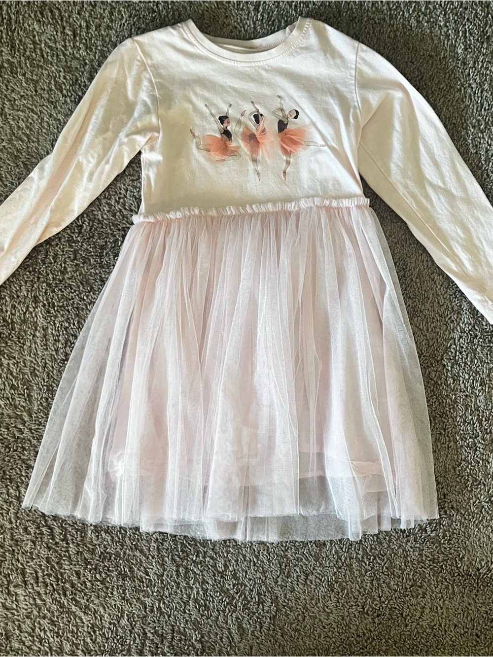 Girls Long-Sleeve Ballet Tulle Dress in Light Pink